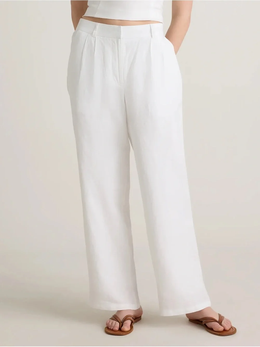 NWOT Quince White Wide-Leg 100% Linen Trouser Pants | Size 10